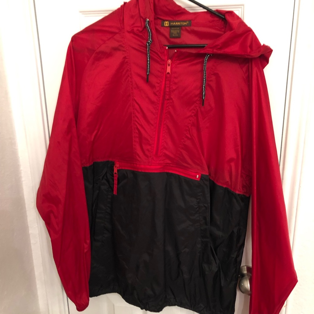 Red/black rain jacket